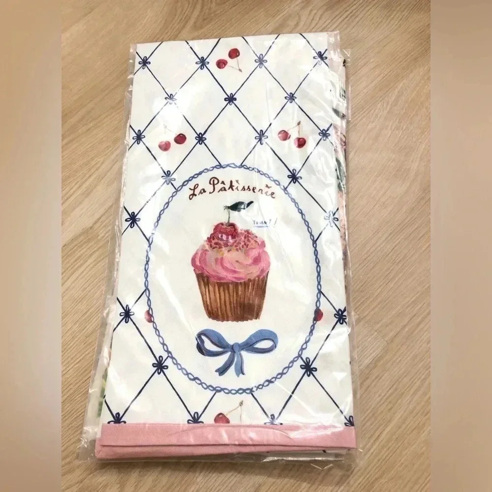 NEW Anthropologie Coquette bow Tea Towel Nathalie Lete Cupcake Dish Towel home